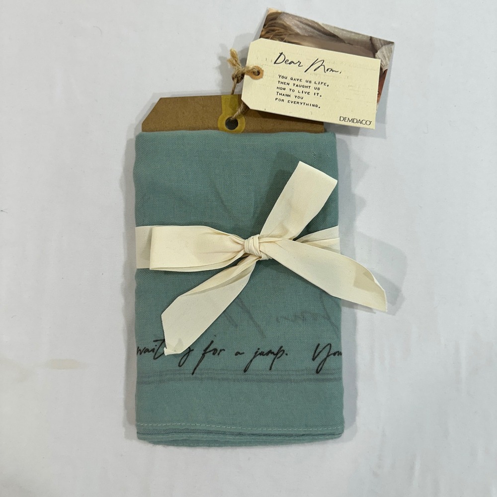 DEMDACO Dear You Love You Mom Scarf Sage Green Script Print Gift Wrap